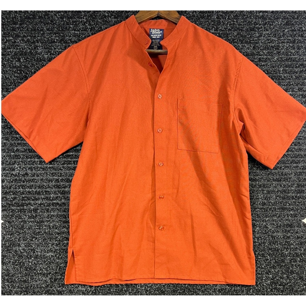 VTG John Blair Orange Short‎ Sleeve Button Up - S